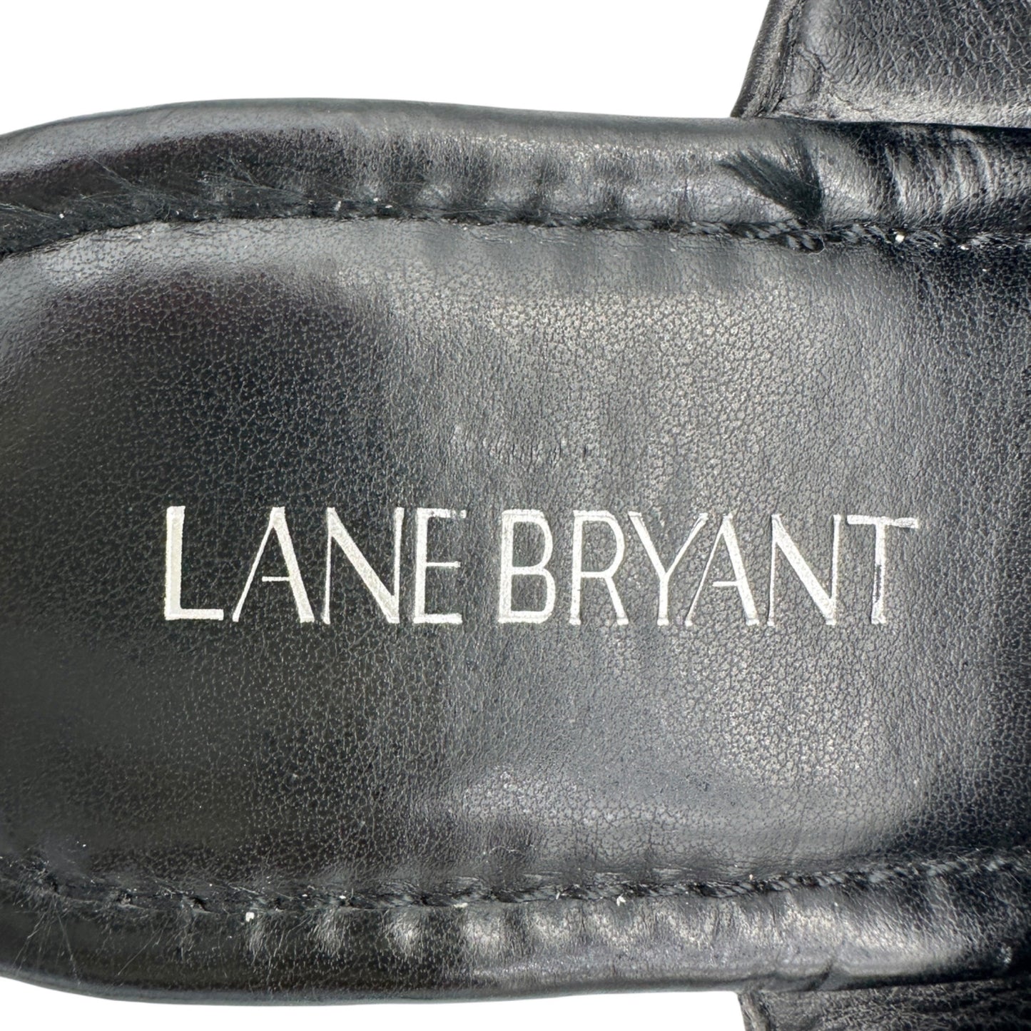 Lane Bryant Womens Black Size 9W Sandals With Metallic Silver Straps Casual Chic