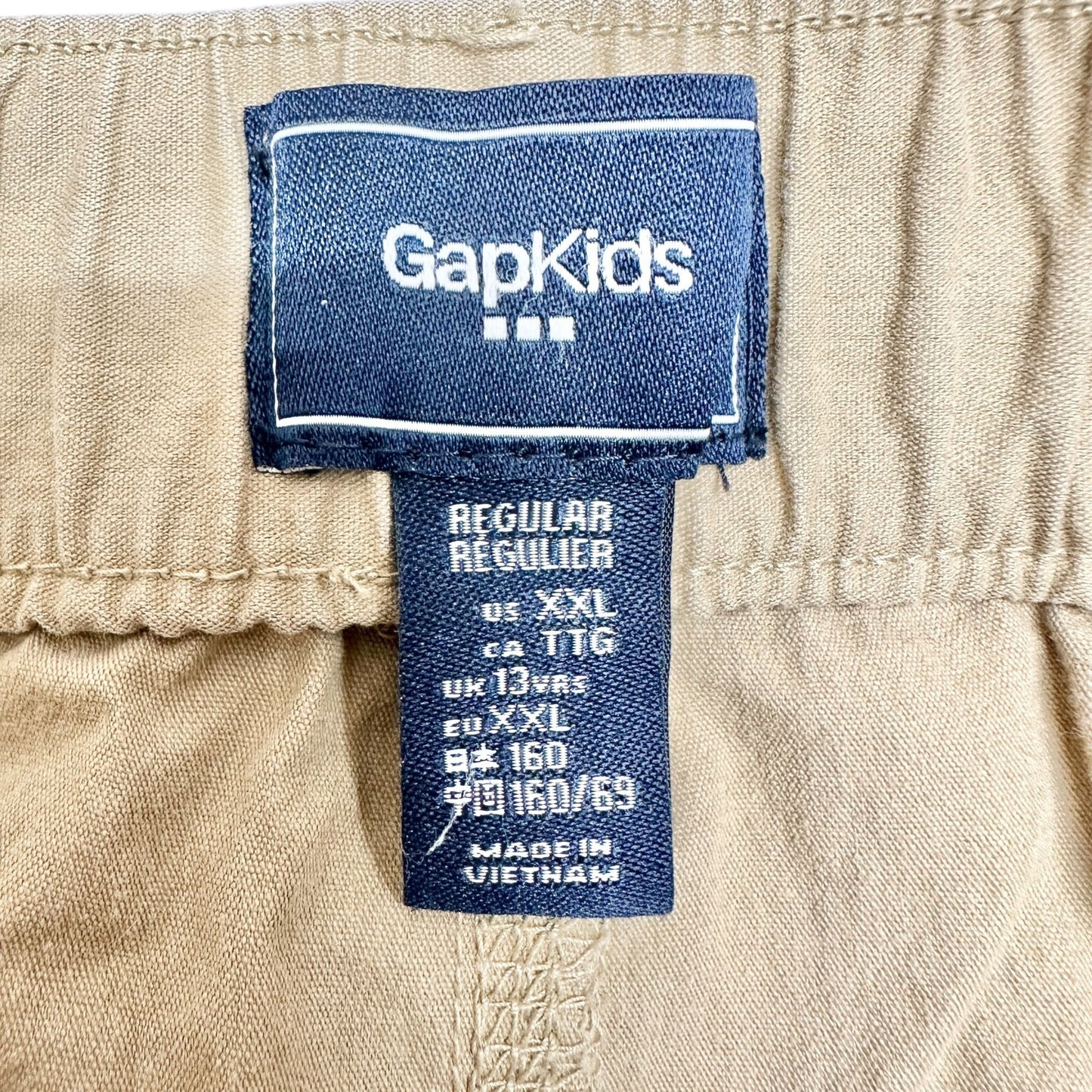 GapKids Cargo Pants Size XXL Regular Khaki Cotton Nylon Drawstring Waist Pockets