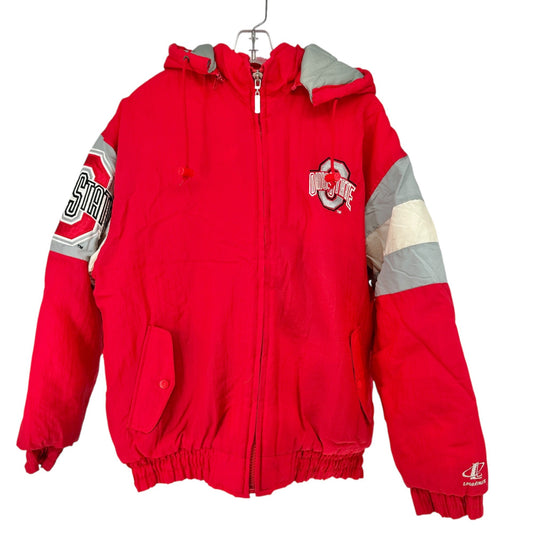 Ohio State Buckeyes L Red Puffer Jacket With Hood & Logo Athletic Branding