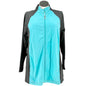 Athletic Jacket Womens 1X Two Tone Teal Gray LS Full Dual Zipper by D&Co Active