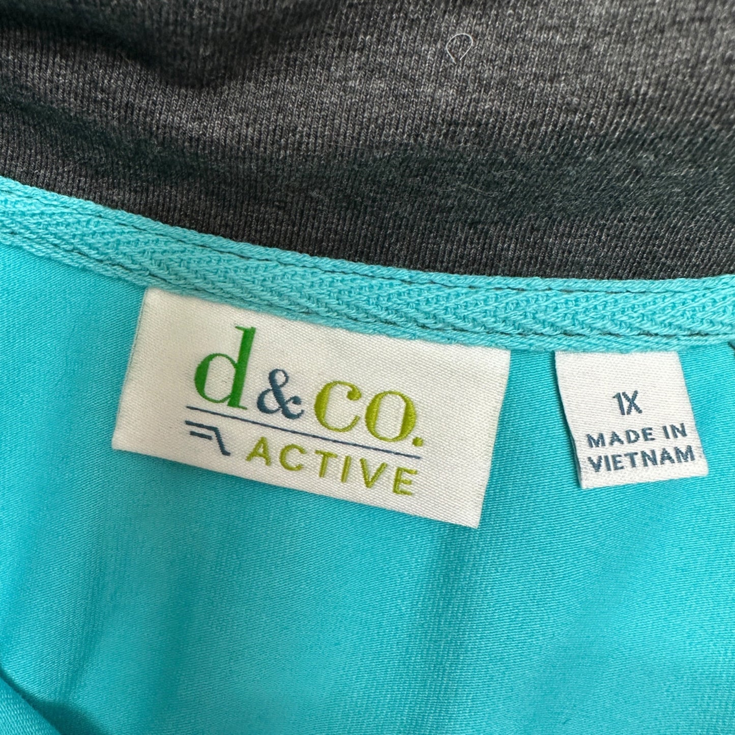 Athletic Jacket Womens 1X Two Tone Teal Gray LS Full Dual Zipper by D&Co Active