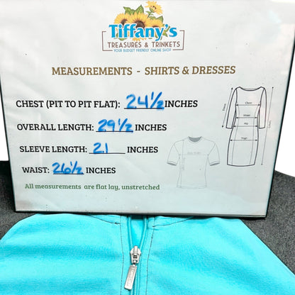 Athletic Jacket Womens 1X Two Tone Teal Gray LS Full Dual Zipper by D&Co Active