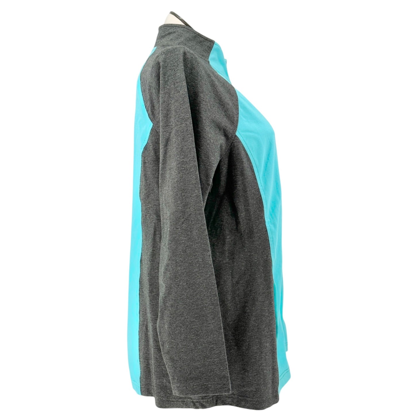 Athletic Jacket Womens 1X Two Tone Teal Gray LS Full Dual Zipper by D&Co Active