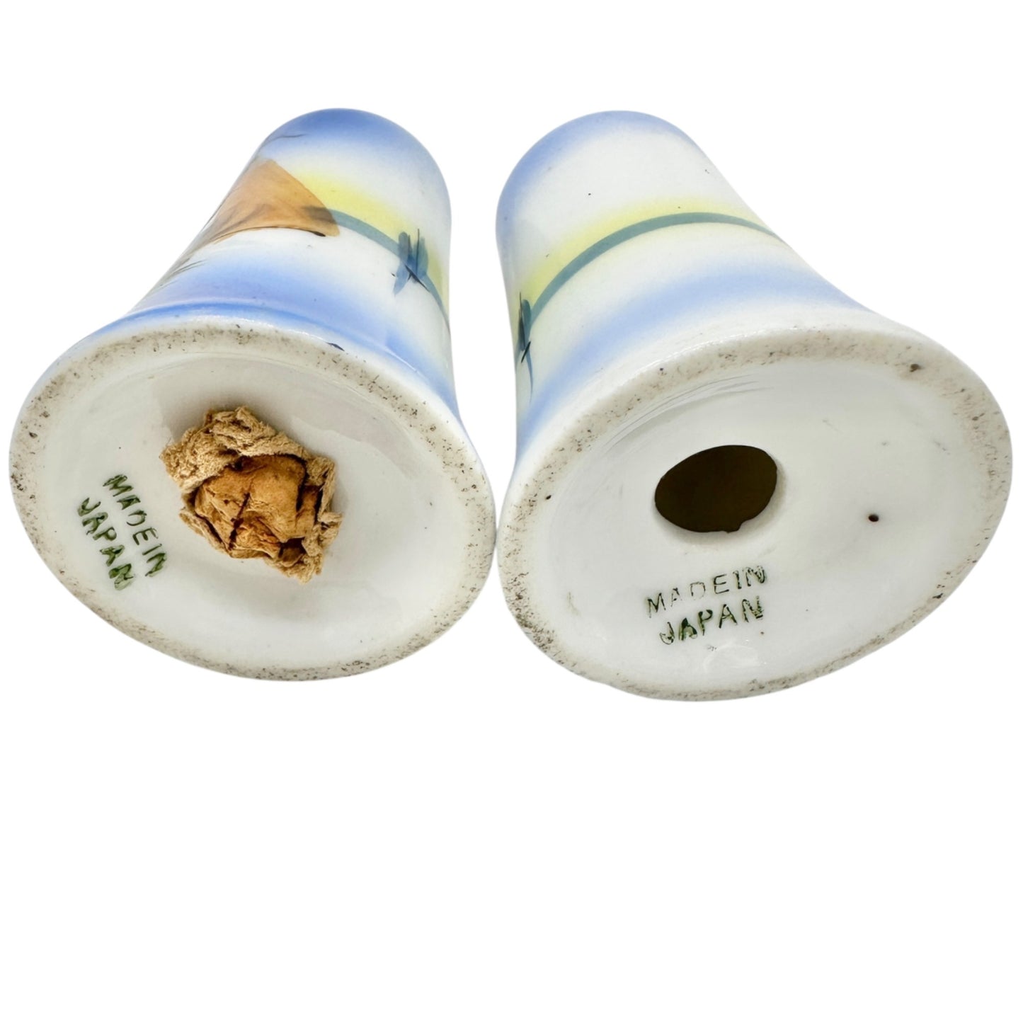 Hand-Painted Vintage Japanese Salt and Pepper Shakers With Sailboat Design