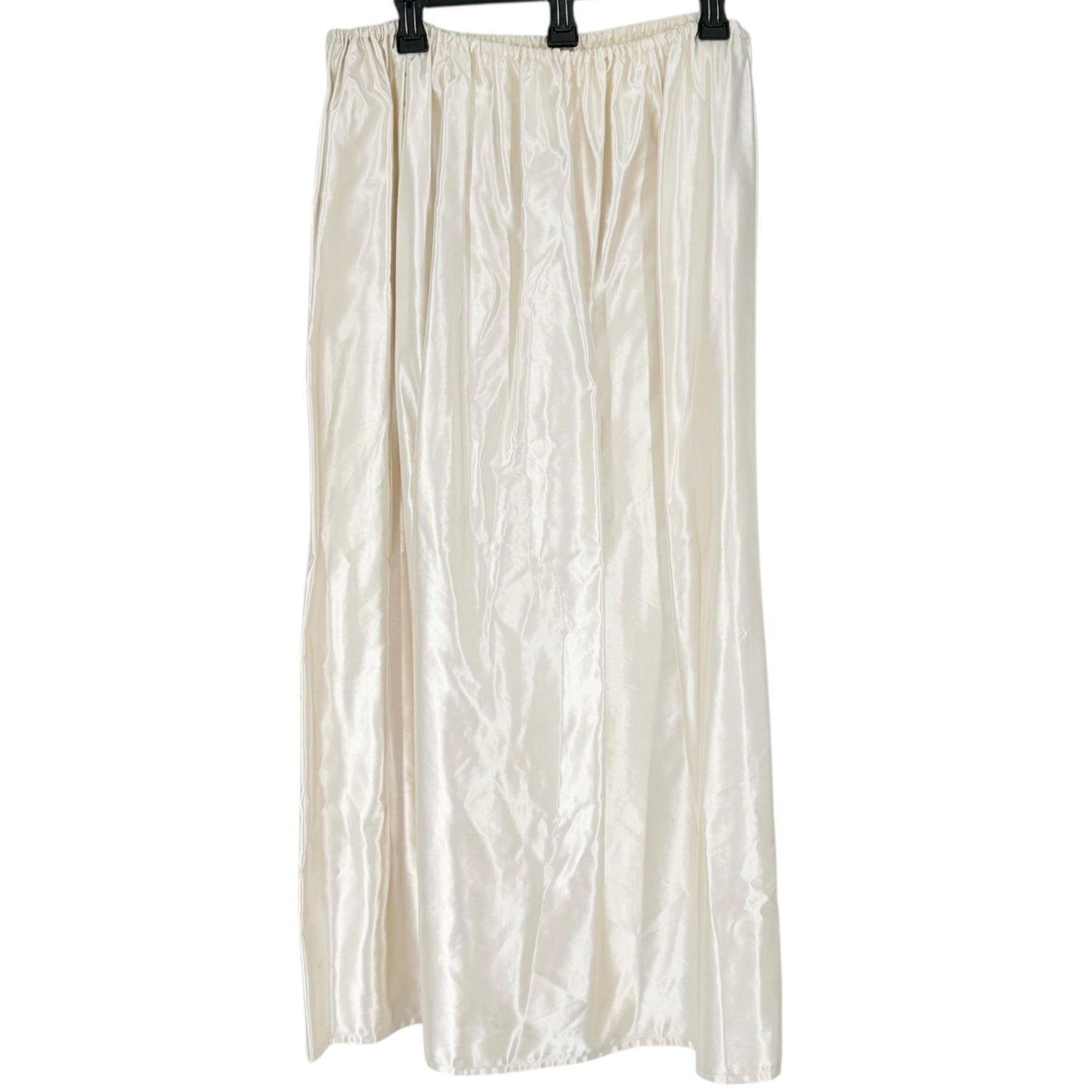 Handmade Cream Satin Full Length Skirt Elastic Waistband 32” Waist 37.5" Long