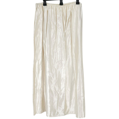 Handmade Cream Satin Full Length Skirt Elastic Waistband 32” Waist 37.5" Long