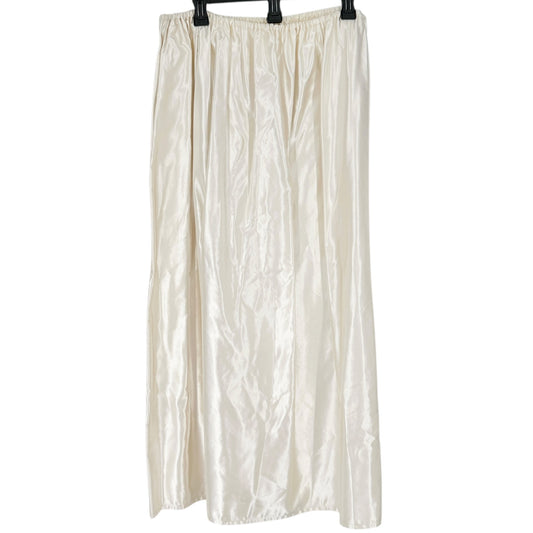 Handmade Cream Satin Full Length Skirt Elastic Waistband 32” Waist 37.5" Long