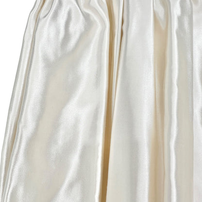 Handmade Cream Satin Full Length Skirt Elastic Waistband 32” Waist 37.5" Long