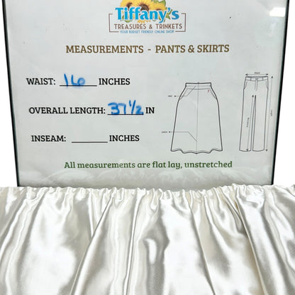 Handmade Cream Satin Full Length Skirt Elastic Waistband 32” Waist 37.5" Long
