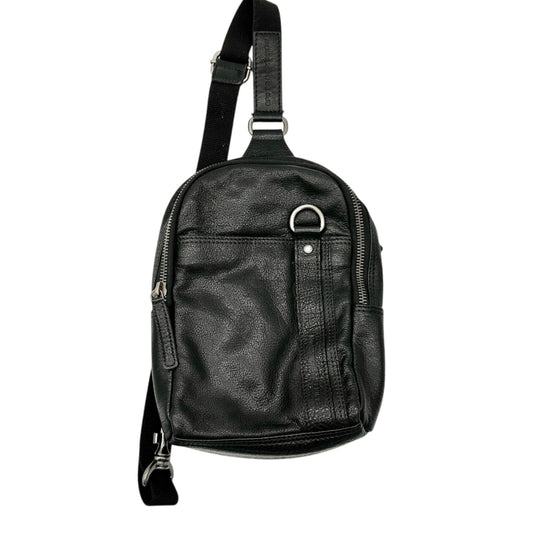 Genuine Leather Black Sling Backpack With Adjustable Strap Spikes & Sparrow