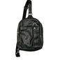 Genuine Leather Black Sling Backpack With Adjustable Strap Spikes & Sparrow