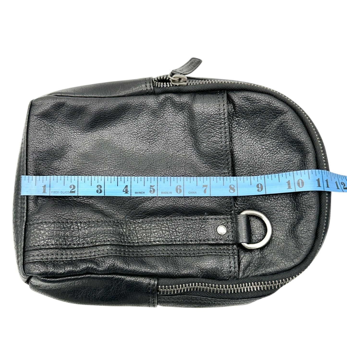 Genuine Leather Black Sling Backpack With Adjustable Strap Spikes & Sparrow