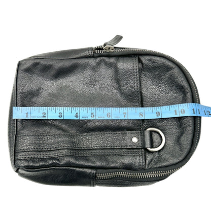 Genuine Leather Black Sling Backpack With Adjustable Strap Spikes & Sparrow