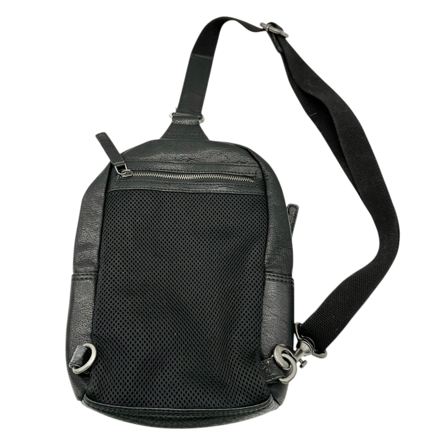 Genuine Leather Black Sling Backpack With Adjustable Strap Spikes & Sparrow