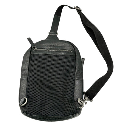 Genuine Leather Black Sling Backpack With Adjustable Strap Spikes & Sparrow