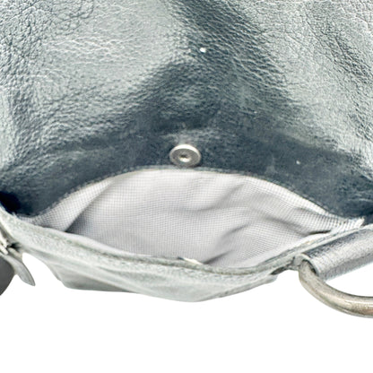 Genuine Leather Black Sling Backpack With Adjustable Strap Spikes & Sparrow