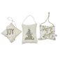 Set Of 3 Christmas Ornament Pillows With Joy Tree Merry Bright Designs White