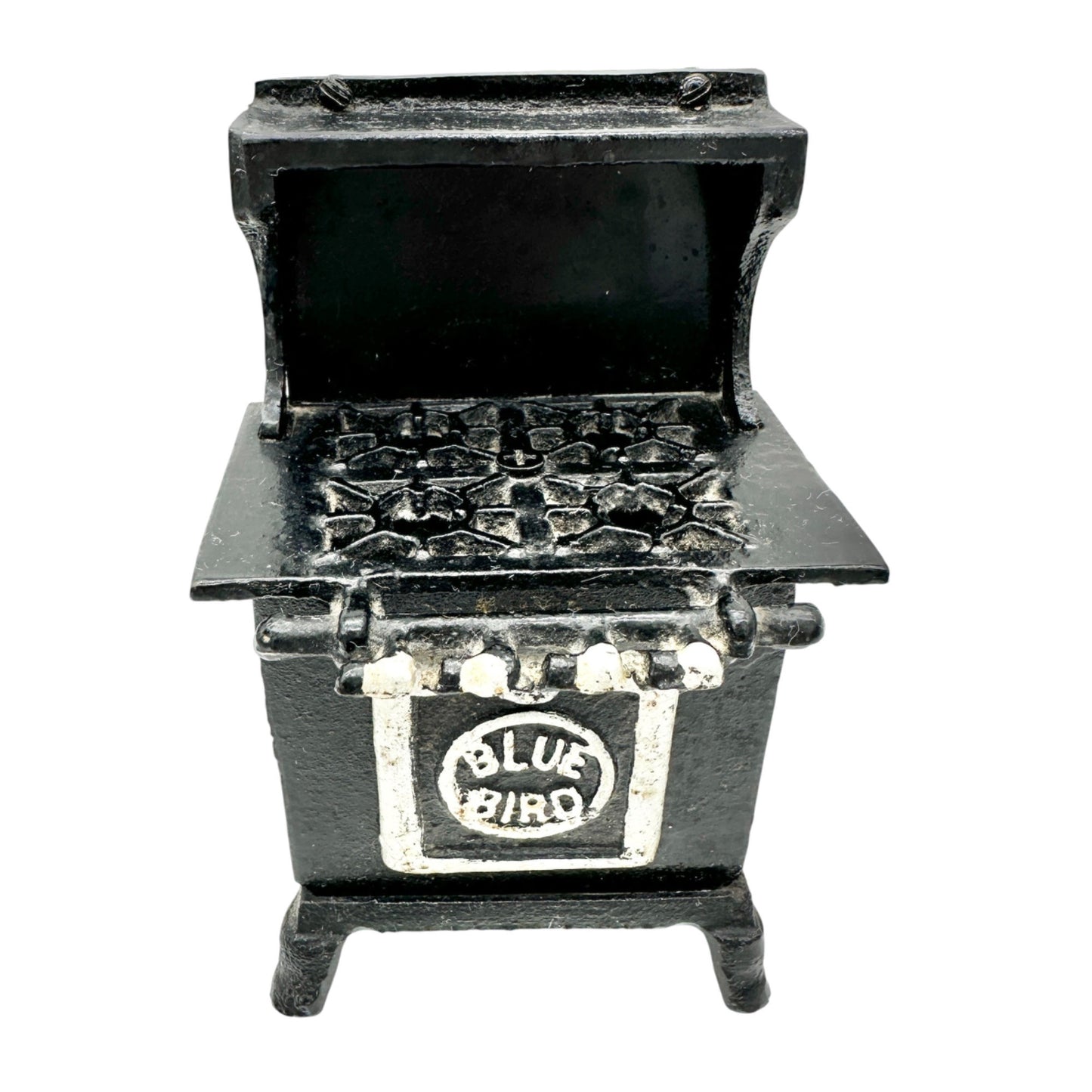 Blue Bird Vintage Cast Iron Toy Stove With Coal Bucket & Shovel 6” H Collectible