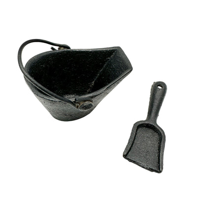 Blue Bird Vintage Cast Iron Toy Stove With Coal Bucket & Shovel 6” H Collectible