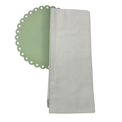 Kitchen Dish Towel and Silicone Trivet Set 2-Piece Green White Cotton Silicone