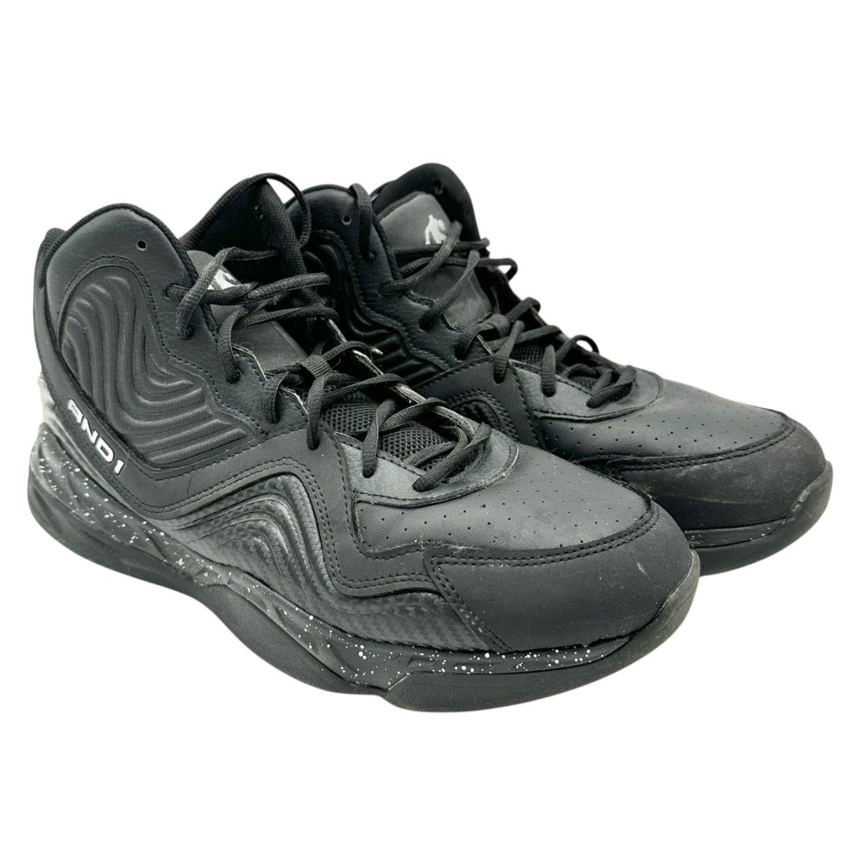 AND1 Mens Black High Top Basketball Shoes Size 12 Synthetic Non-Marking Sole