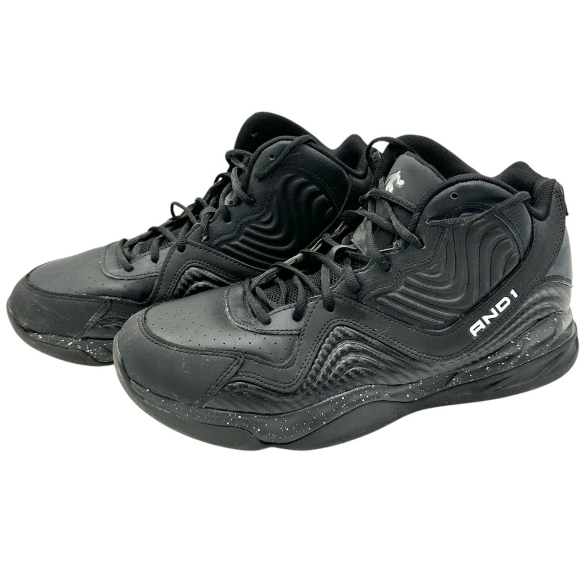 AND1 Mens Black High Top Basketball Shoes Size 12 Synthetic Non-Marking Sole