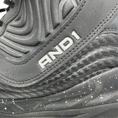 AND1 Mens Black High Top Basketball Shoes Size 12 Synthetic Non-Marking Sole