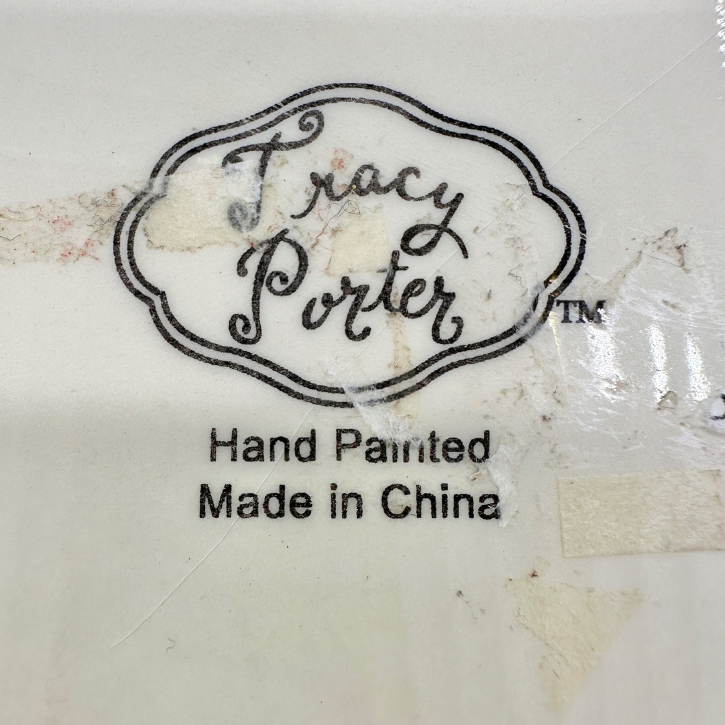 Tracy Porter Hand Painted Holiday Candle Holder Holly and Snowflake 9 inch Tall