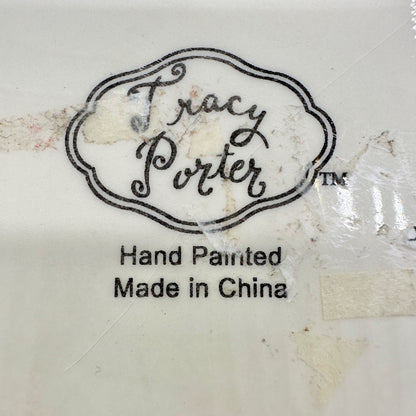 Tracy Porter Hand Painted Holiday Candle Holder Holly and Snowflake 9 inch Tall