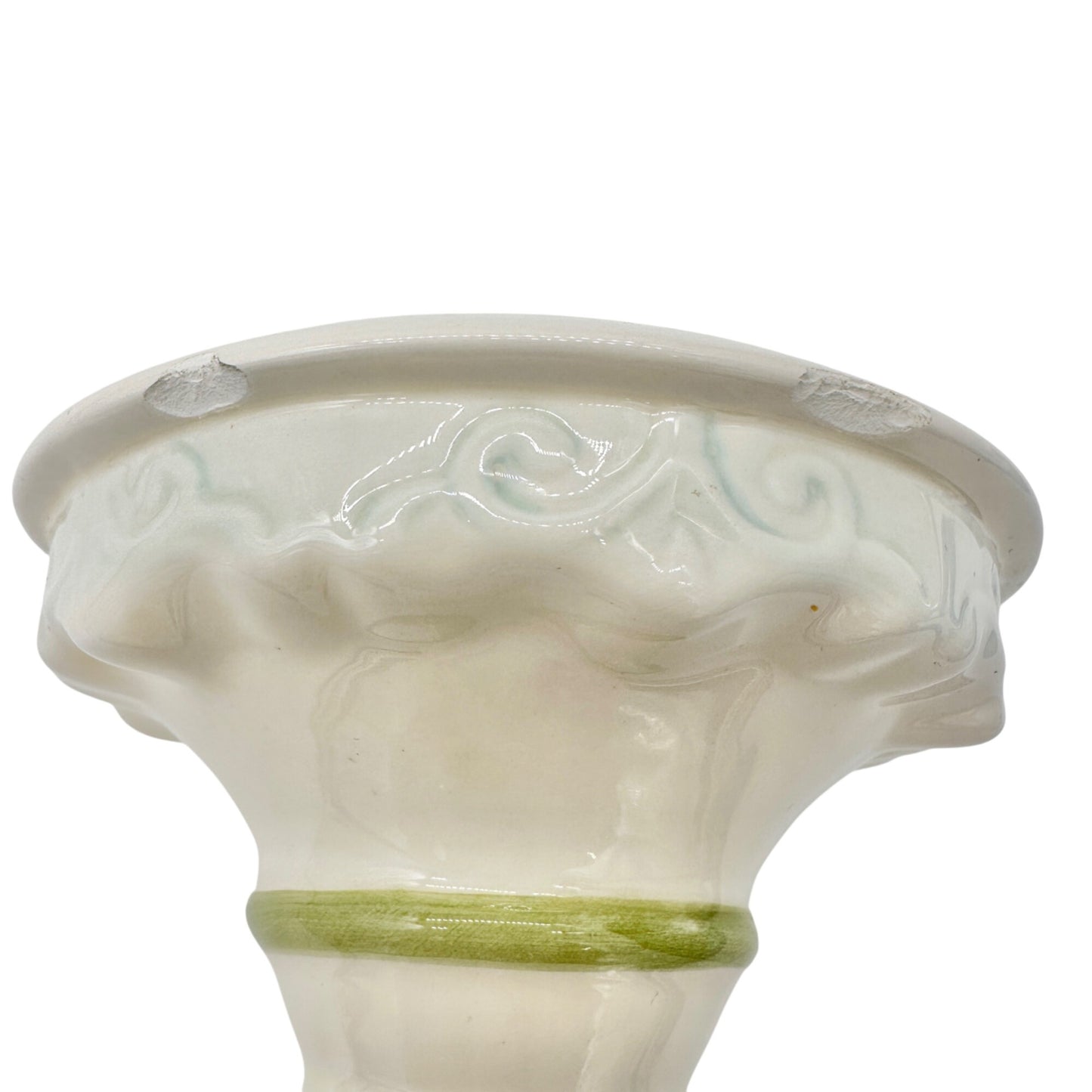 Tracy Porter Hand Painted Holiday Candle Holder Holly and Snowflake 9 inch Tall