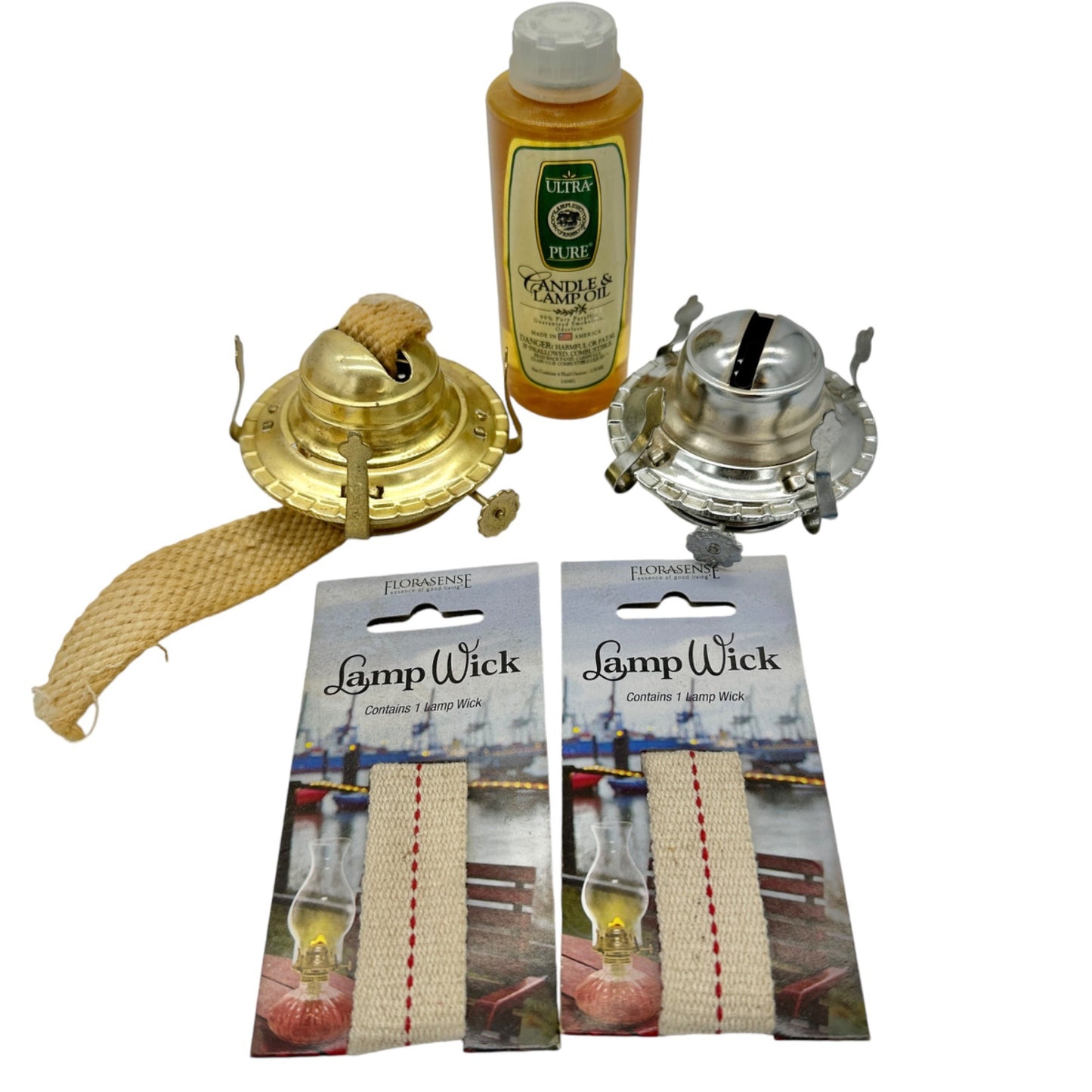 Oil Lamp Accessory Bundle Wick Holders Lamp Wicks Ultra-Pure Candle & Lamp Oil