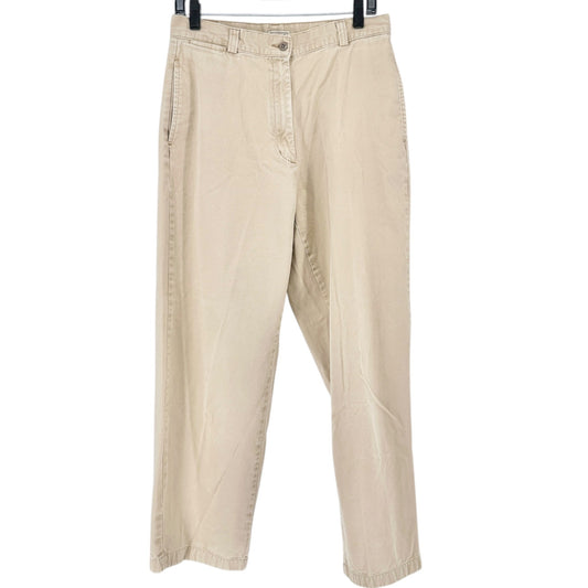 LL Bean Chino Pants Womens Size 12 Beige Khaki Cotton Regular Straight Leg