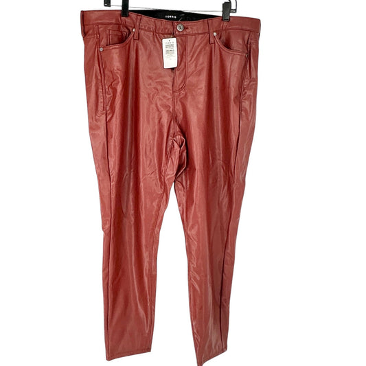 Torrid Faux Leather Pants Womens Size 16S Brown High Rise Skinny Fit Pockets NWT