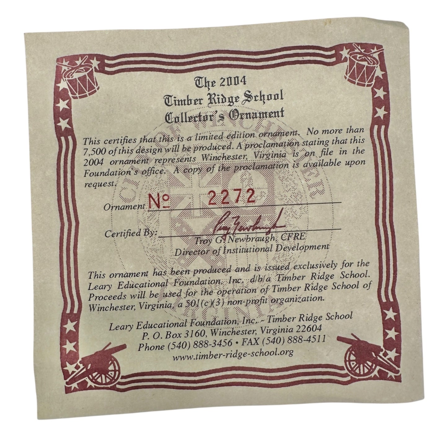 Timber Ridge School 2004 Mort Künstler After The Snow Ornament Ltd Ed Winchester