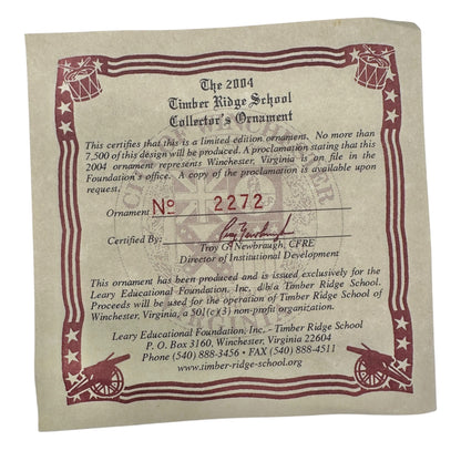 Timber Ridge School 2004 Mort Künstler After The Snow Ornament Ltd Ed Winchester