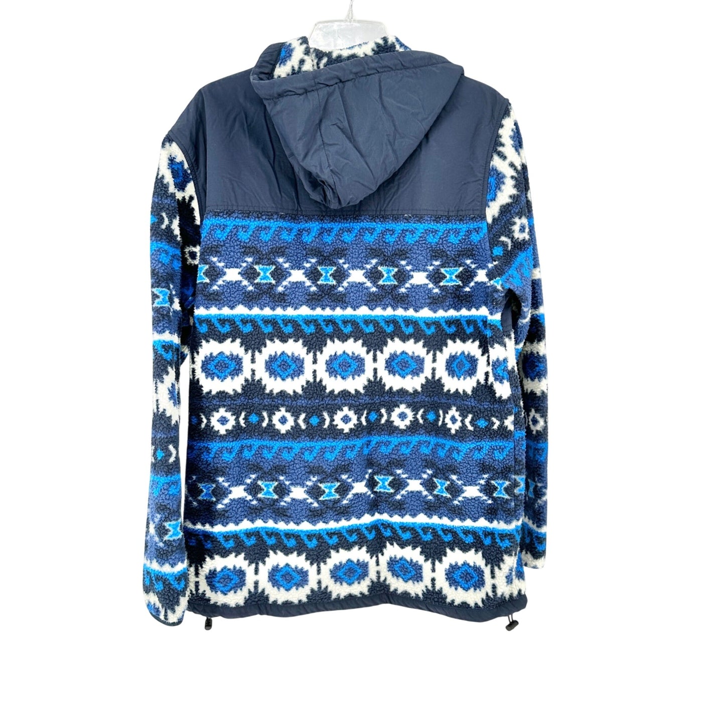 American Eagle Mens L Hooded Full-Zip Sherpa Lined Jacket Blue Aztec Pattern