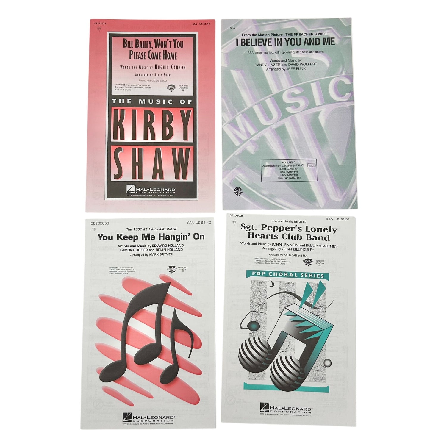 Set Of 8 Popular Songs Sheet Music Collection West Side Story Beatles SSA Choral