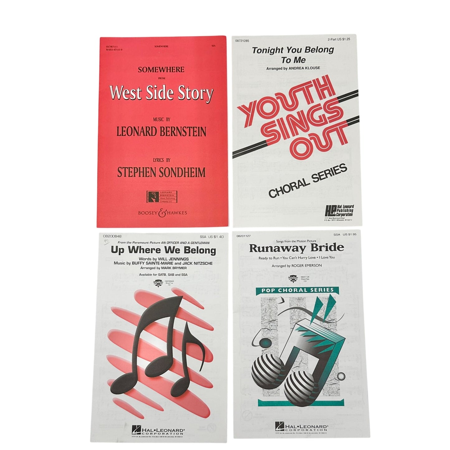 Set Of 8 Popular Songs Sheet Music Collection West Side Story Beatles SSA Choral