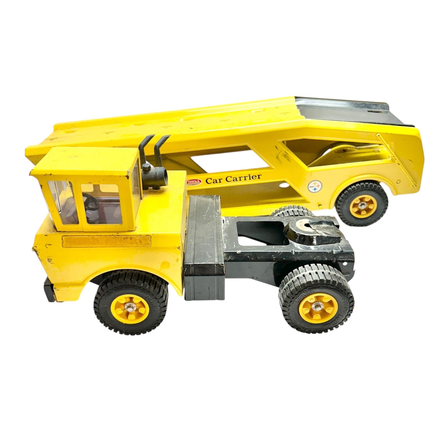 Vintage 1970s Tonka Yellow Metal Car Carrier Truck Toy 2pcs Working Parts