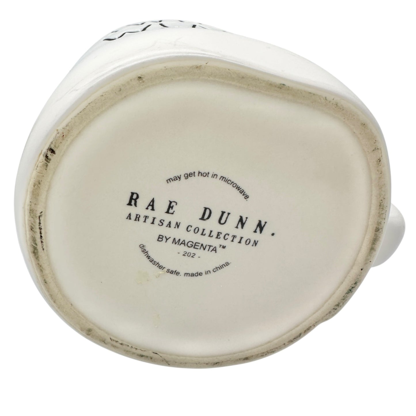 Rae Dunn 20 oz Mug SWEATER WEATHER White Ceramic Black Letters with Green Inside