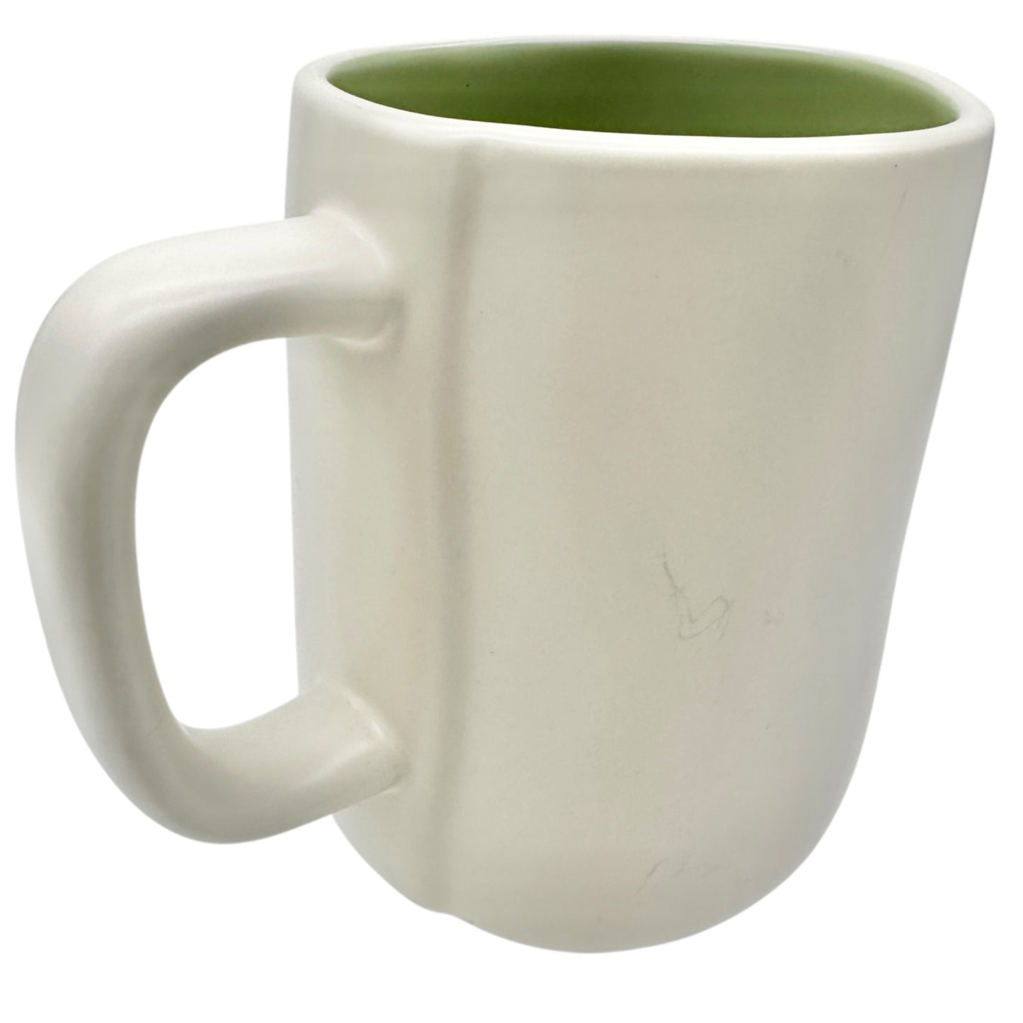 Rae Dunn 20 oz Mug SWEATER WEATHER White Ceramic Black Letters with Green Inside