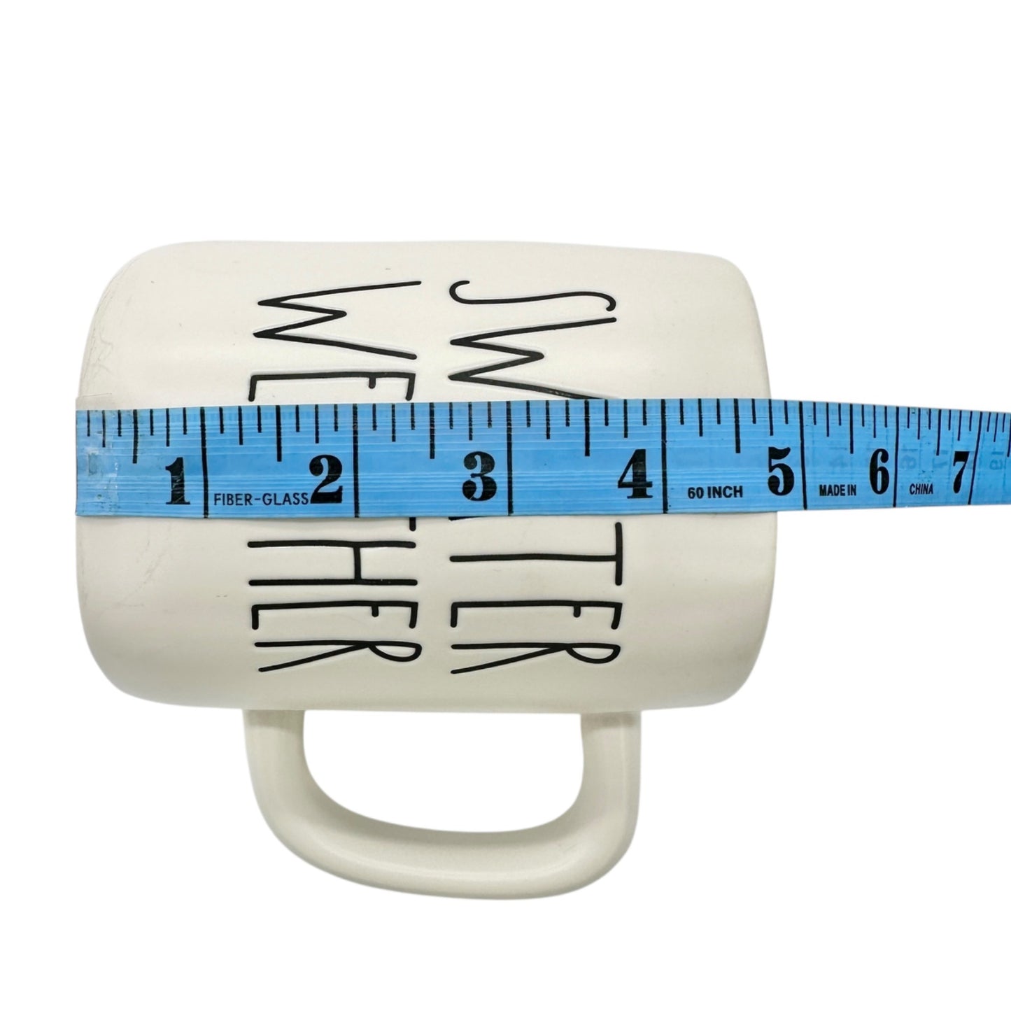 Rae Dunn 20 oz Mug SWEATER WEATHER White Ceramic Black Letters with Green Inside