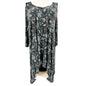 2 Blondes Apparel Womens 2X Floral Print Tunic Top Shark Bite Hem LS Black Teal