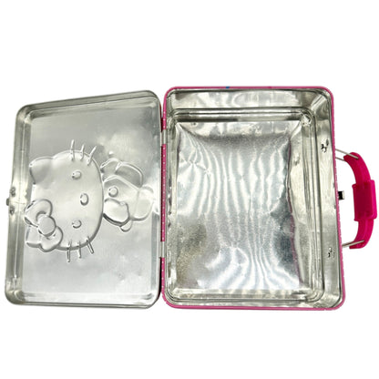 Hello Kitty Metal Lunch Box With Pink Handle Colorful Design Kid Collectible
