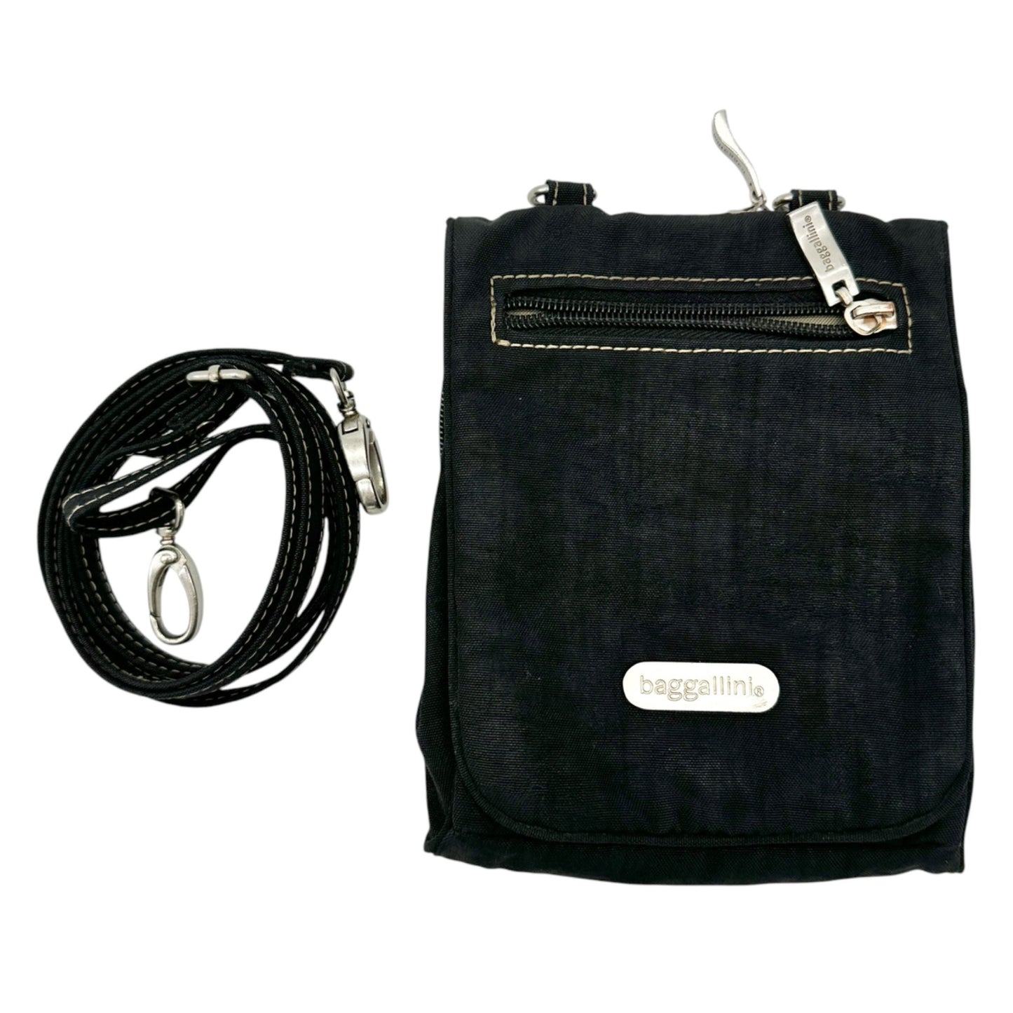 Baggallini Crossbody Purse Black With Multiple Pockets Adjustable Strap Compact