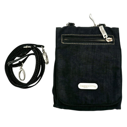 Baggallini Crossbody Purse Black With Multiple Pockets Adjustable Strap Compact