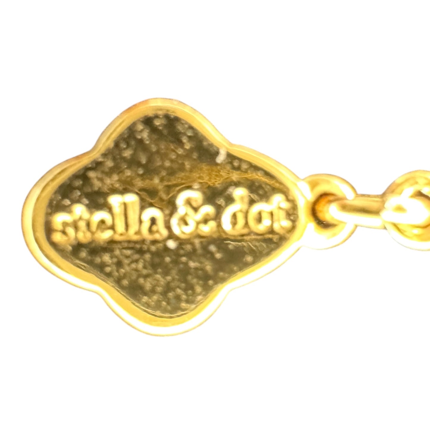 Stella & Dot Gold-Tone Necklace Aqua Druzy Pendant Crystal Accents Original Box