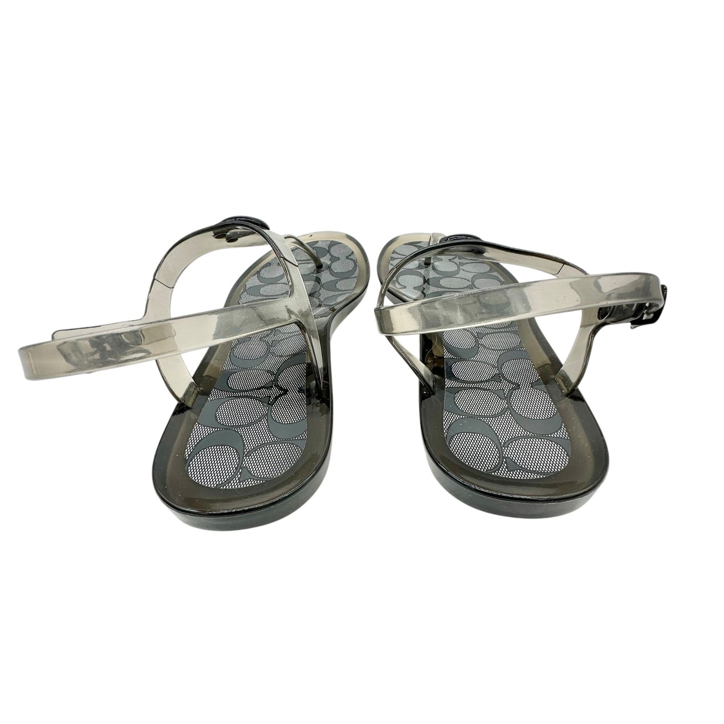 Coach Clear Jelly Sandals Womens Size 8 with Logo Pattern & Adjustable Strap