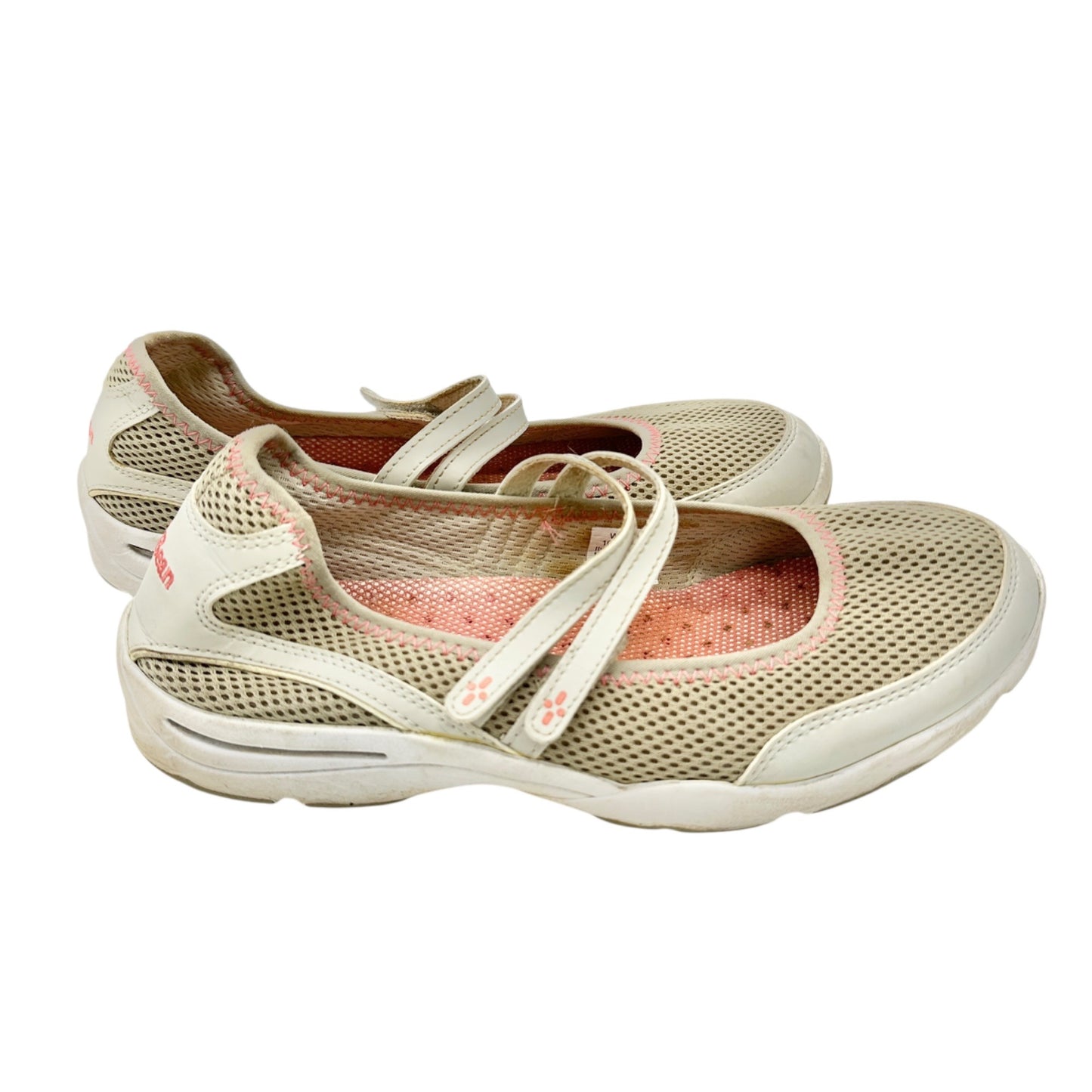 LL Bean Womens Beige Pink Mary Jane Mesh Walking Shoes Size 10 Rubber Soles