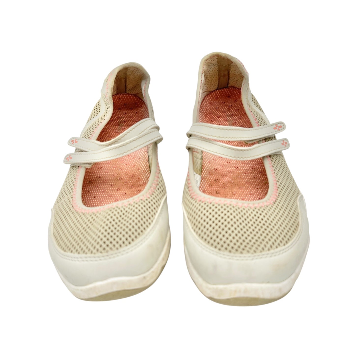 LL Bean Womens Beige Pink Mary Jane Mesh Walking Shoes Size 10 Rubber Soles